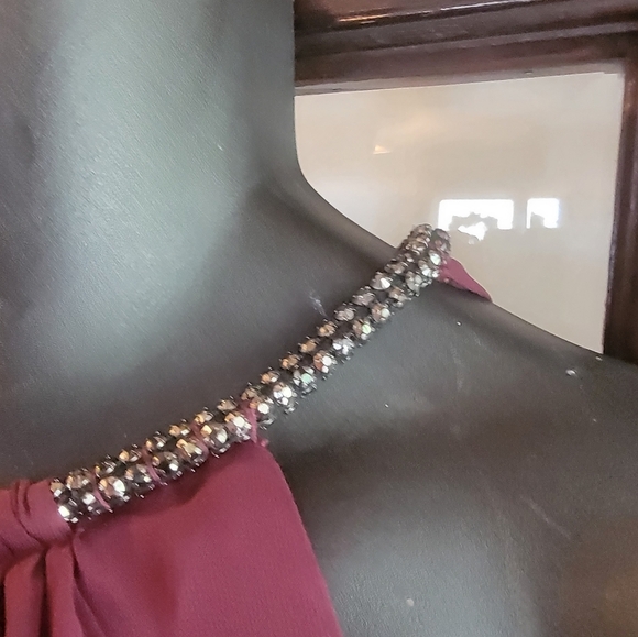 SLNY Fig Burgundy Dress Size 8 Chiffon Woman's Sheath Dressy r27 - Picture 12 of 12